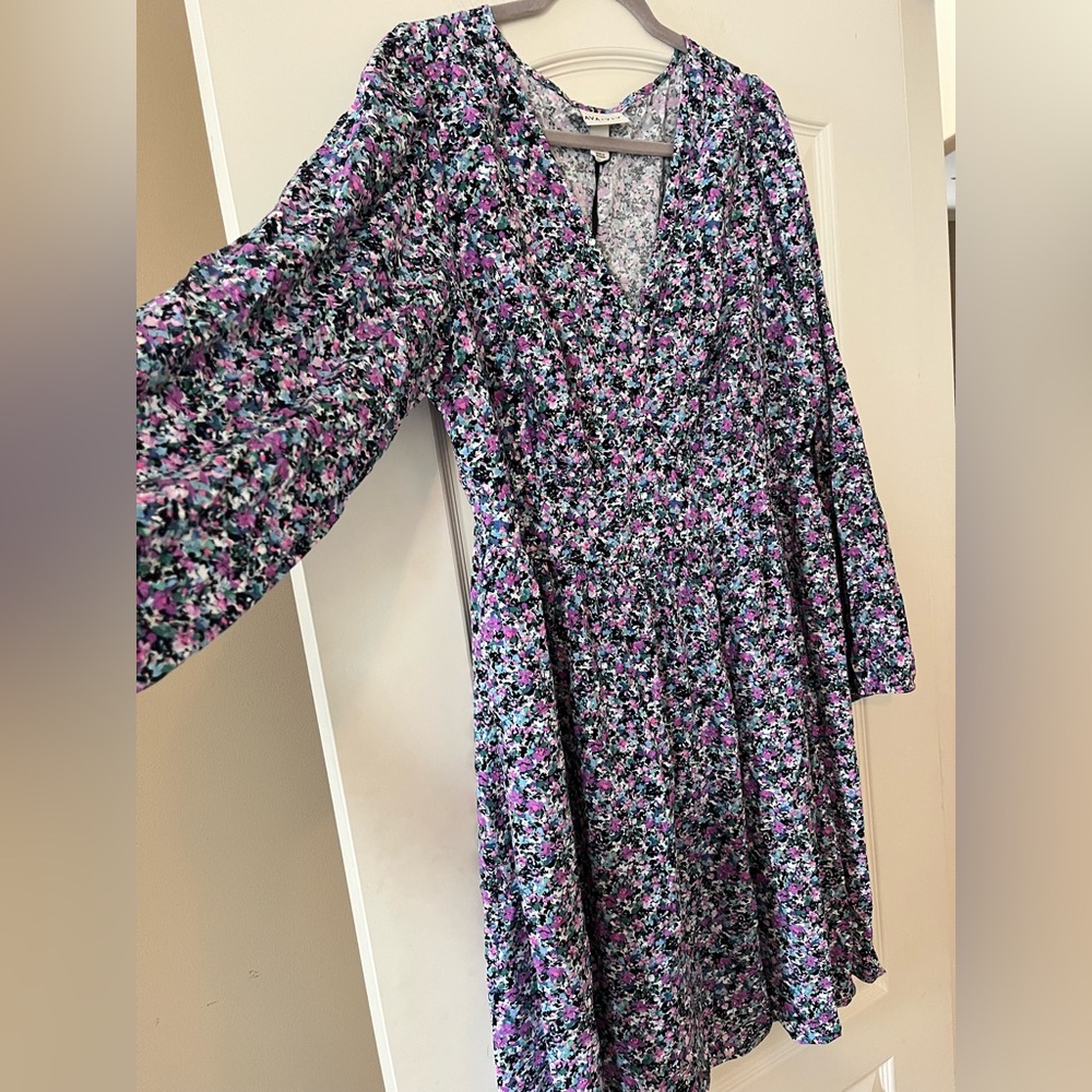 New! Ava & Viv Vibrant Floral Long Sleeve Dress Rayon Women’s Size XXL - Picture 9 of 15
